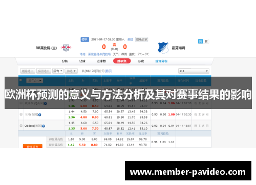 欧洲杯预测的意义与方法分析及其对赛事结果的影响